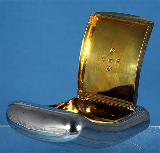 A George III silver concave snuff box, by Samuel Pemberton, Length 100mm. Weight 3.3oz/104grms